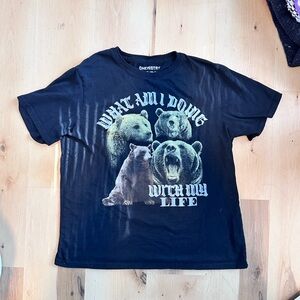 Black Graphic T Shirt “What Am I Doing With My Life.”